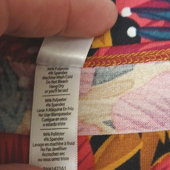 LuLa Roe Floral Print Women's Top XS Orange, Blue, White, Black Gold "Classic T" - Picture 7 of 9